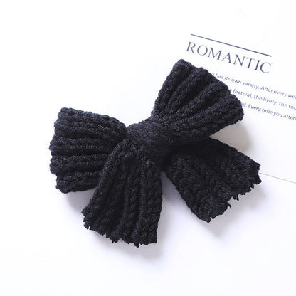 MyKids-USA® Baby Solid Color Big Knitted Bow Handmade Hairpin