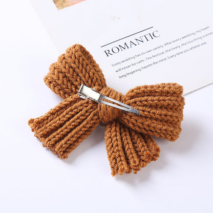 MyKids-USA® Baby Solid Color Big Knitted Bow Handmade Hairpin