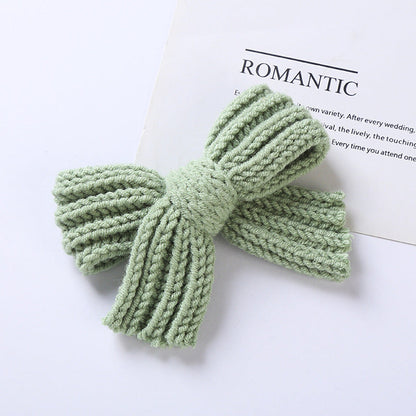 MyKids-USA® Baby Solid Color Big Knitted Bow Handmade Hairpin
