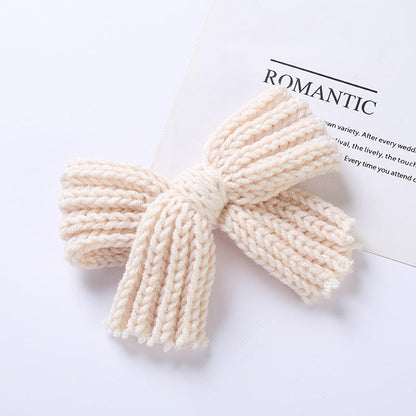 MyKids-USA® Baby Solid Color Big Knitted Bow Handmade Hairpin