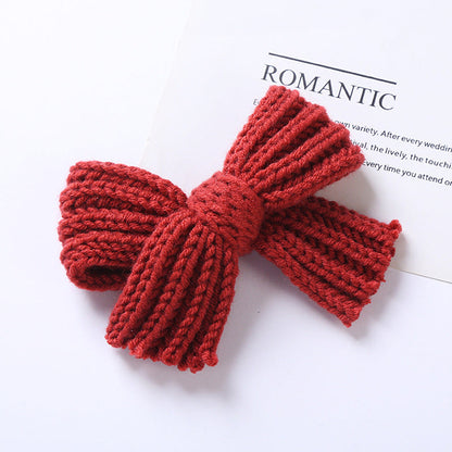 MyKids-USA® Baby Solid Color Big Knitted Bow Handmade Hairpin