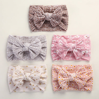 MyKids-USA® Baby Floral Print Soft Big Bow Headband