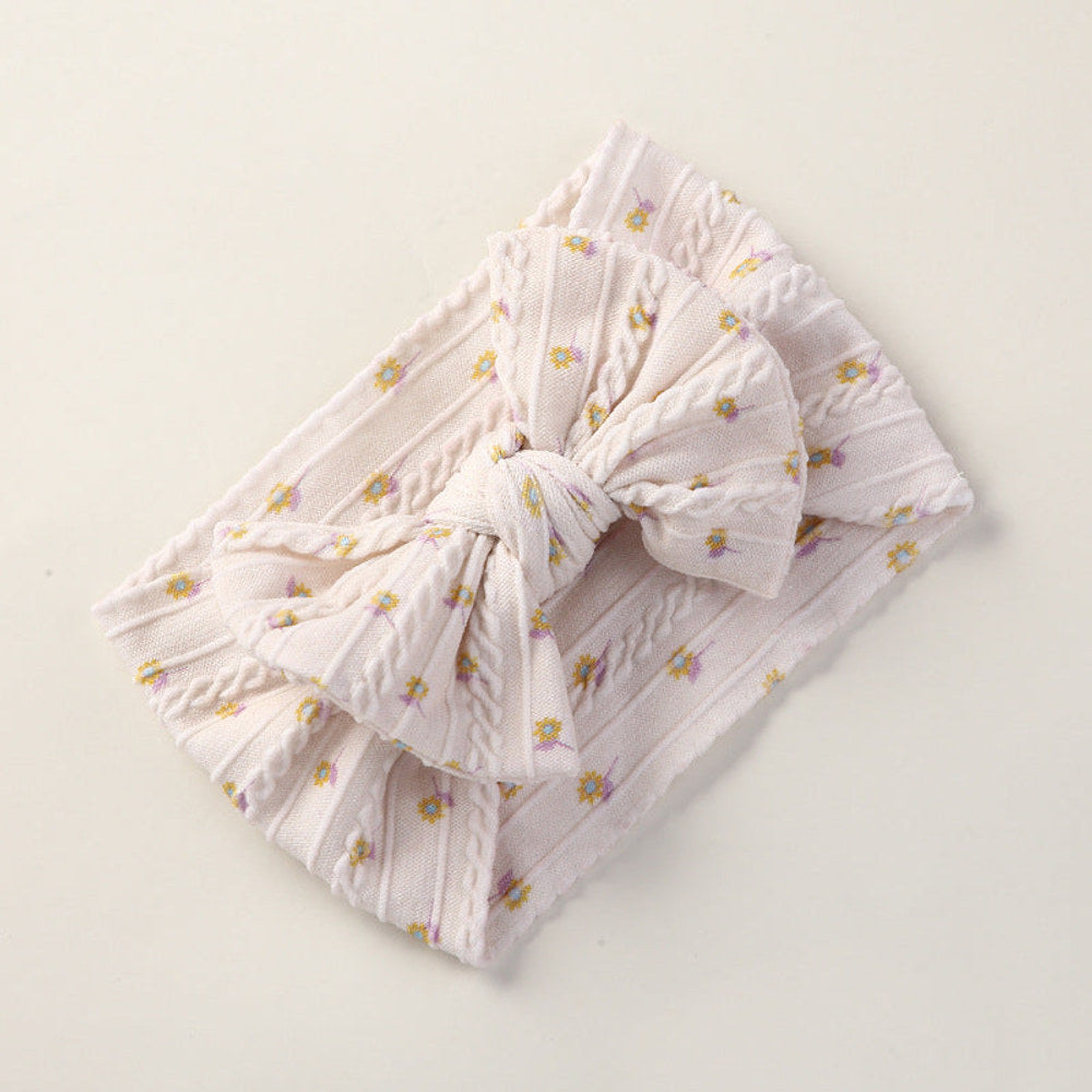 MyKids-USA® Baby Floral Print Soft Big Bow Headband