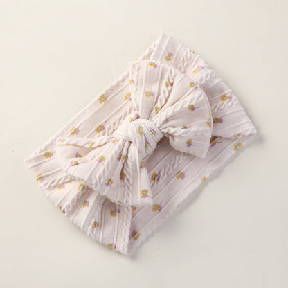 MyKids-USA® Baby Floral Print Soft Big Bow Headband