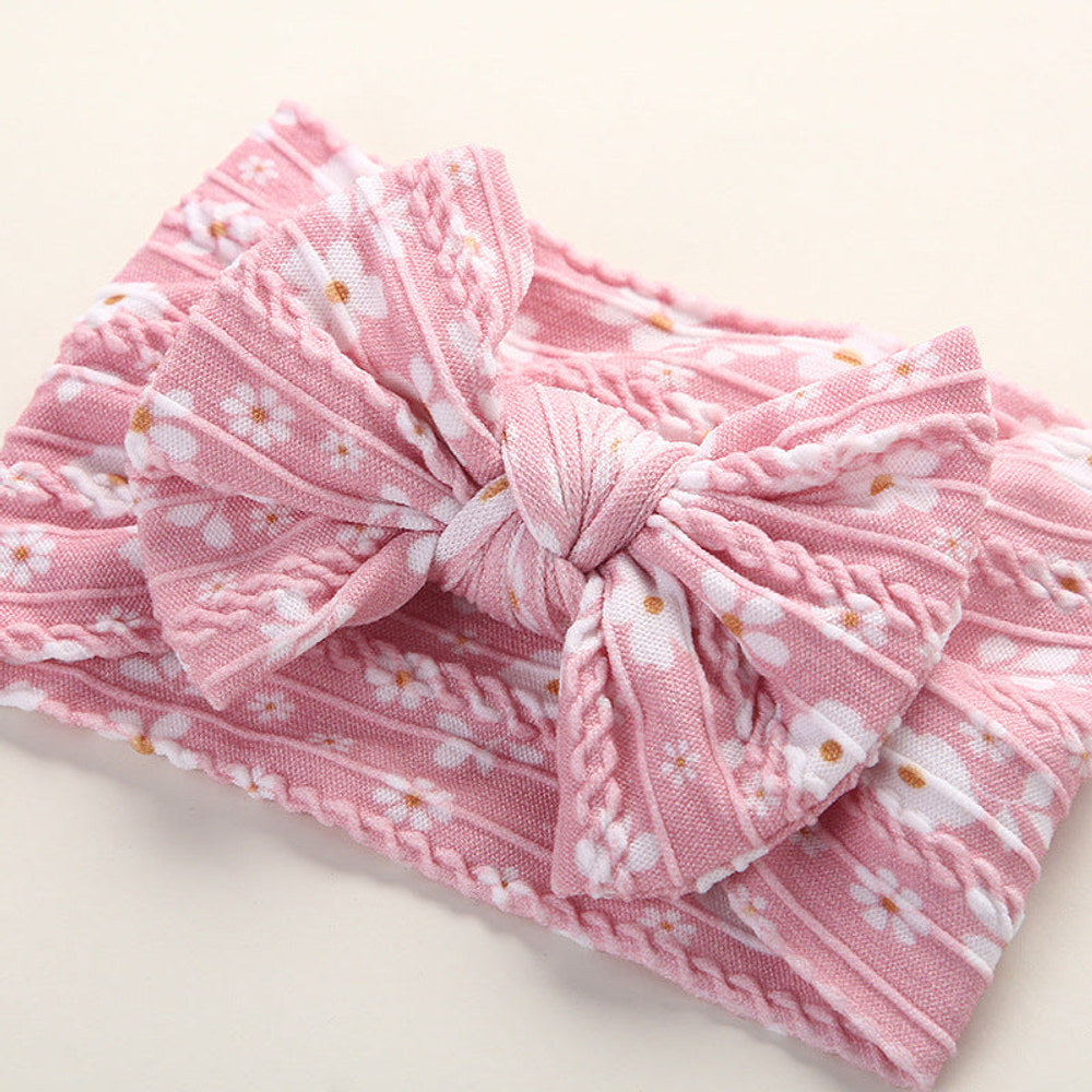 MyKids-USA® Baby Floral Print Soft Big Bow Headband