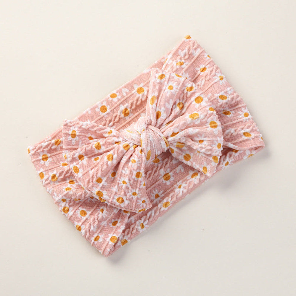 MyKids-USA® Baby Floral Print Soft Big Bow Headband