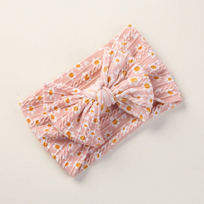 MyKids-USA® Baby Floral Print Soft Big Bow Headband