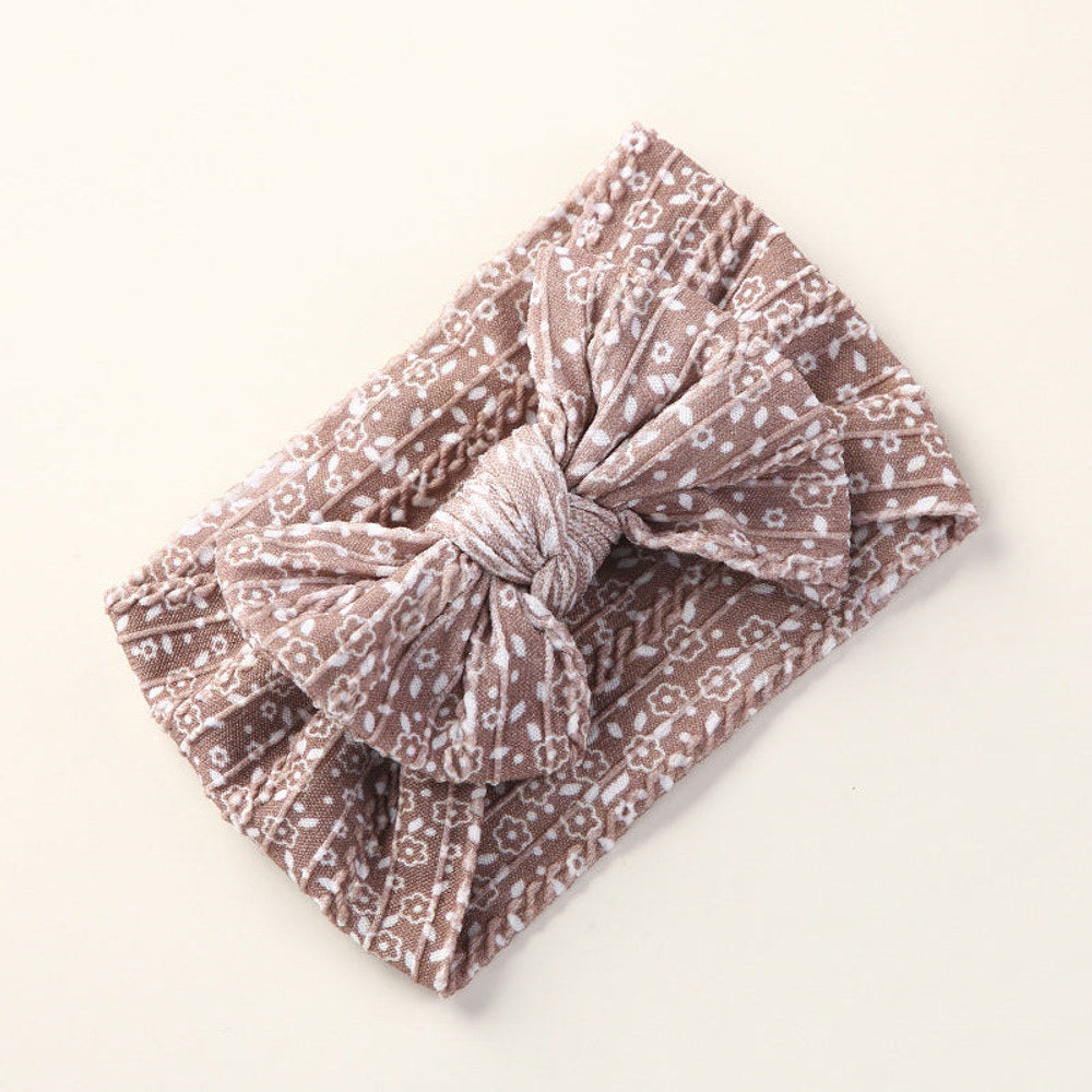 MyKids-USA® Baby Floral Print Soft Big Bow Headband