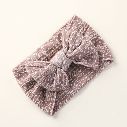 MyKids-USA® Baby Floral Print Soft Big Bow Headband