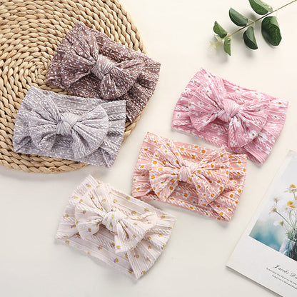 MyKids-USA® Baby Floral Print Soft Big Bow Headband