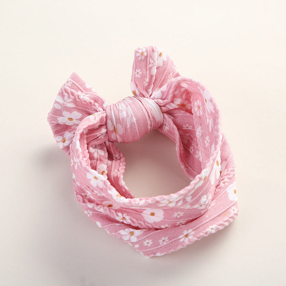 MyKids-USA® Baby Floral Print Soft Big Bow Headband