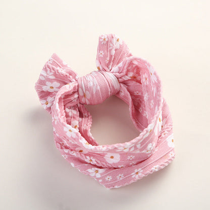 MyKids-USA® Baby Floral Print Soft Big Bow Headband