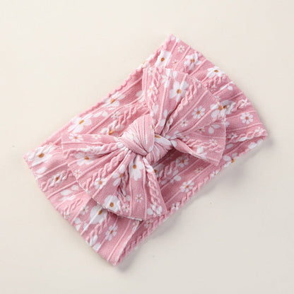 MyKids-USA® Baby Floral Print Soft Big Bow Headband