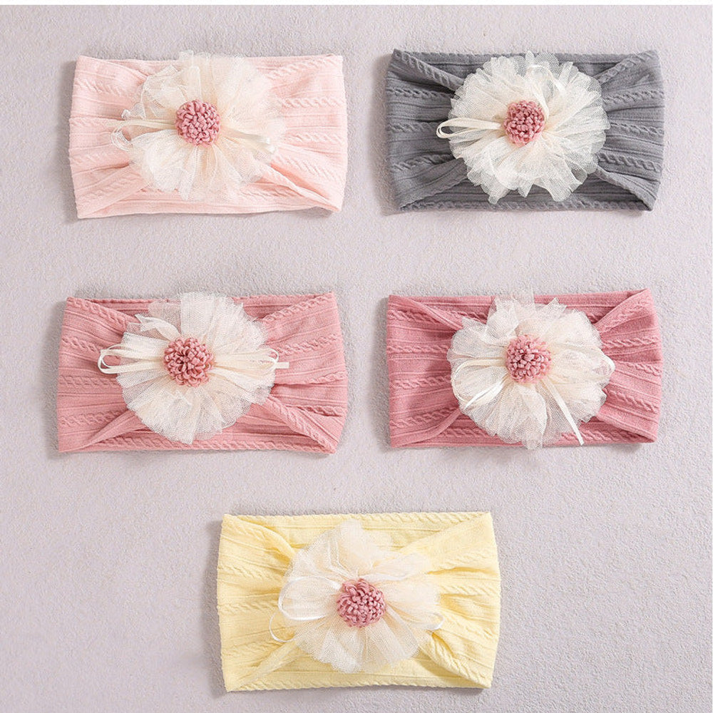 MyKids-USA® Baby Lace Floral Elastic Cotton Headband