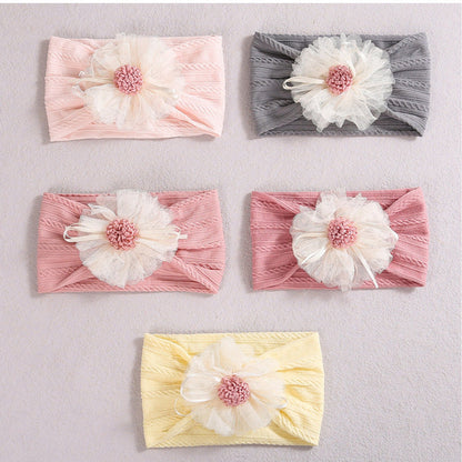 MyKids-USA® Baby Lace Floral Elastic Cotton Headband