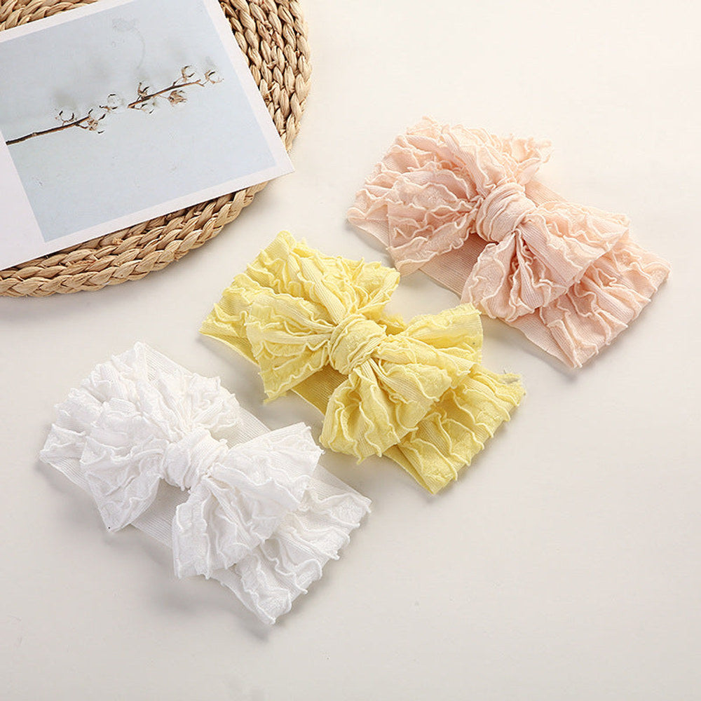 MyKids-USA® Baby Solid Color Elastic Handmade Big Bow Headband