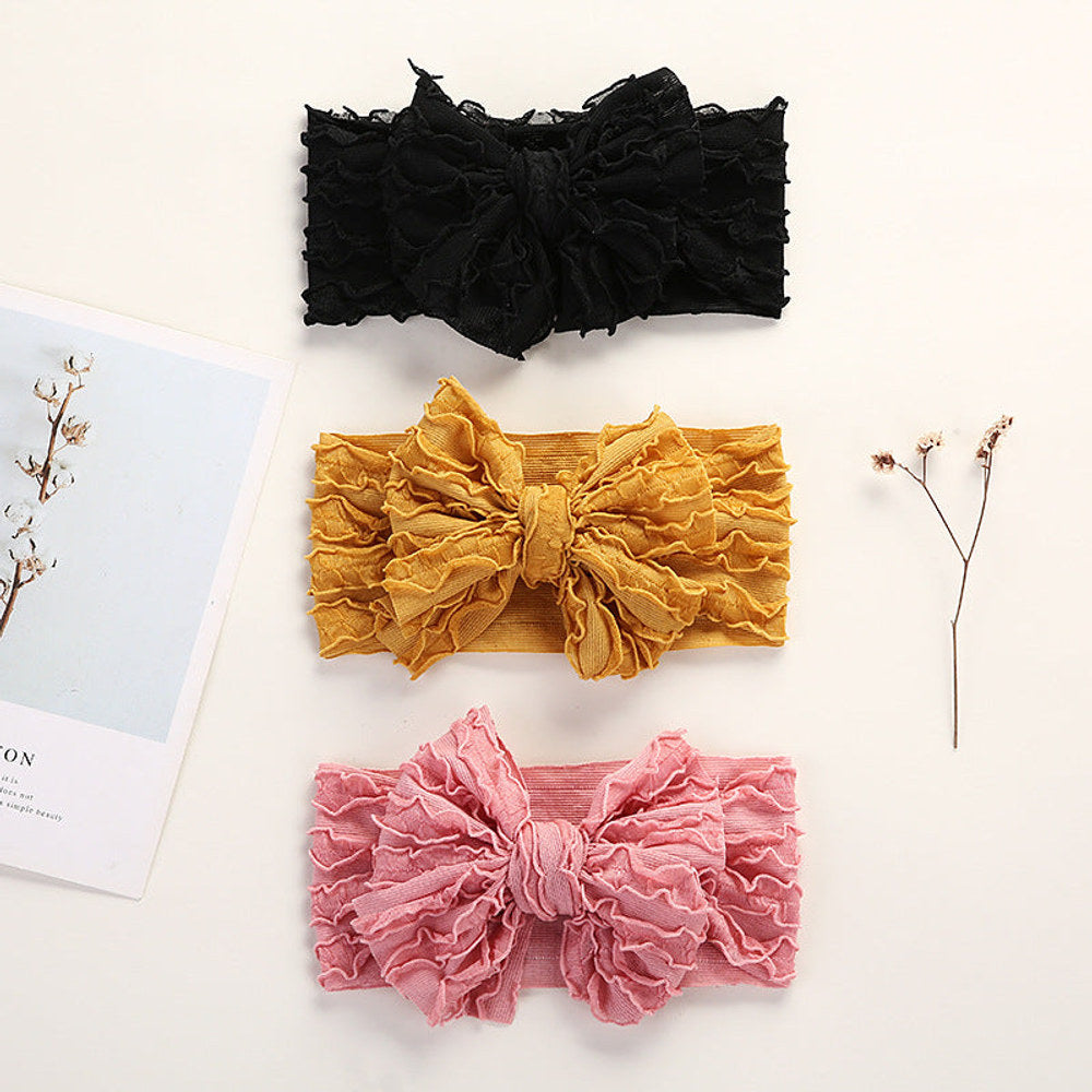 MyKids-USA® Baby Solid Color Elastic Handmade Big Bow Headband