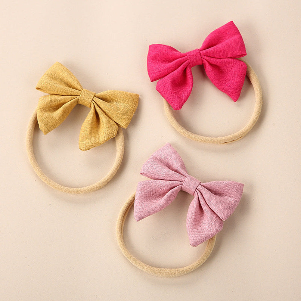 MyKids-USA® Baby Solid Color 3D Bow Handmade Elastic Headband