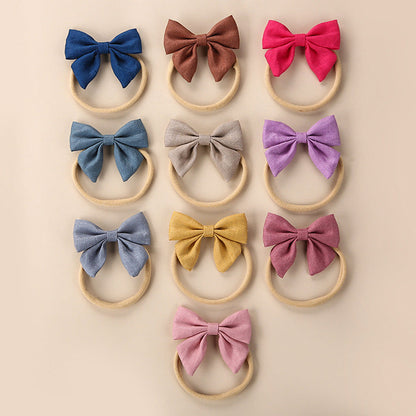 MyKids-USA® Baby Solid Color 3D Bow Handmade Elastic Headband