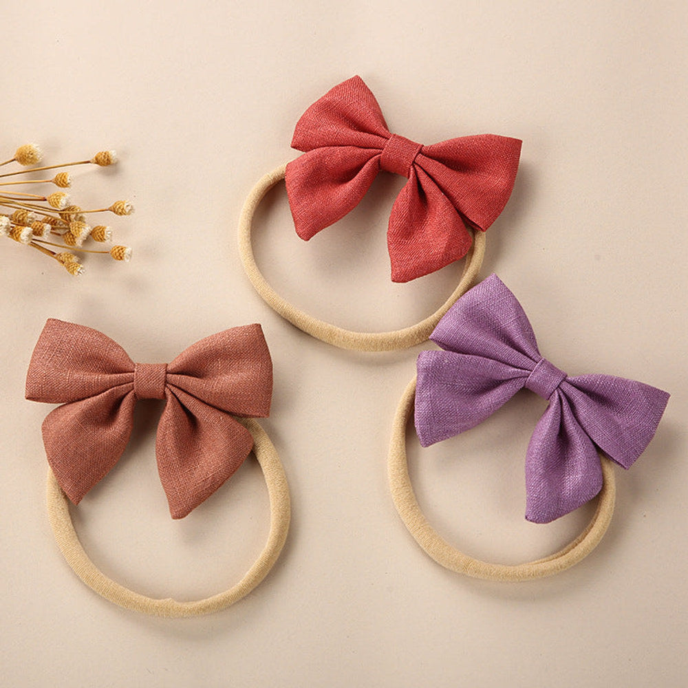 MyKids-USA® Baby Solid Color 3D Bow Handmade Elastic Headband