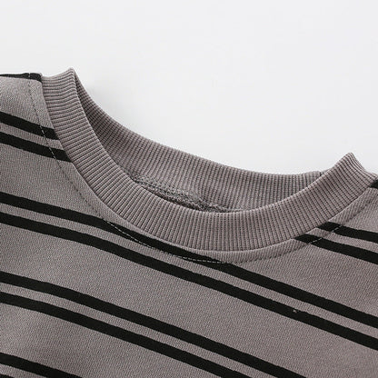 MyKids-USA® Baby Boy Bear And Striped Pattern Long Sleeve Sweatshirt