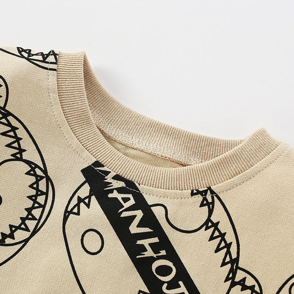 MyKids-USA® Baby Boy Print Pattern Crewneck Cotton Fashion Hoodie