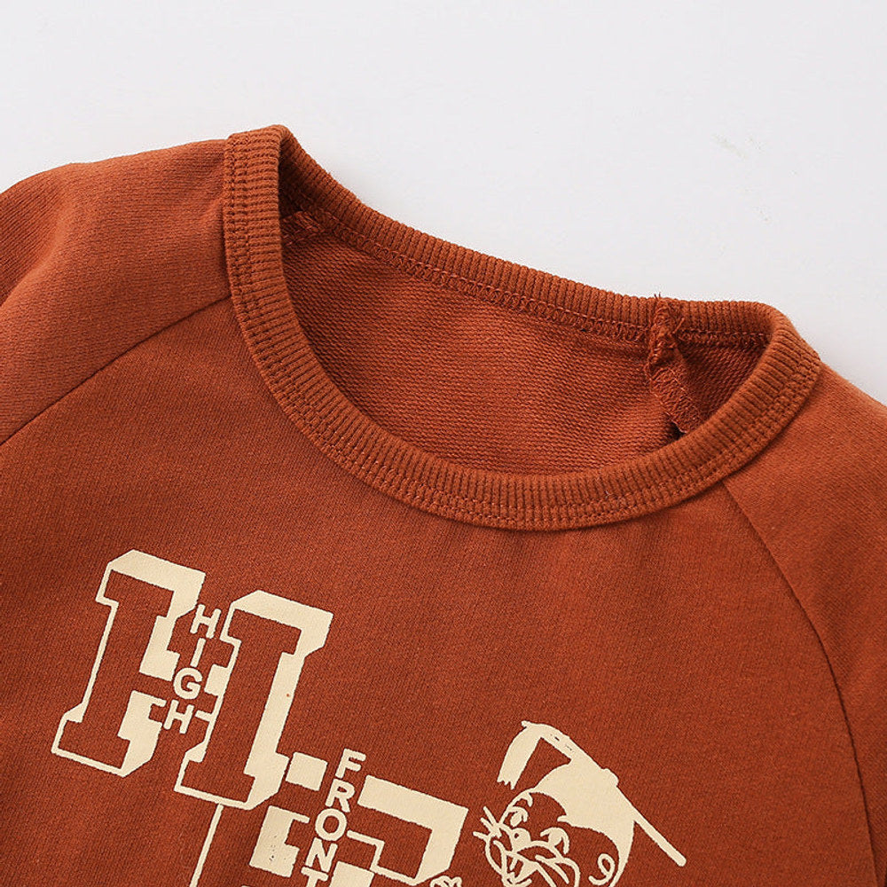 MyKids-USA® Baby Cartoon And Letters Print Pattern Loose Hoodie