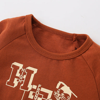 MyKids-USA® Baby Cartoon And Letters Print Pattern Loose Hoodie