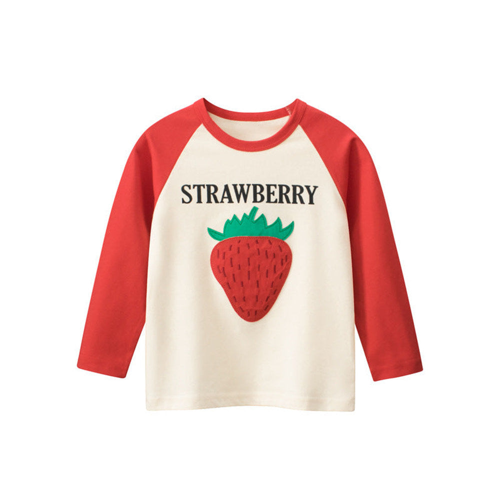 MyKids-USA® Baby Girl Strawberry Print Pattern Soft Cotton Crewneck Shirt