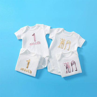 MyKids-USA® Baby Solid Color Printed Pattern Cute Triangle bodysuit