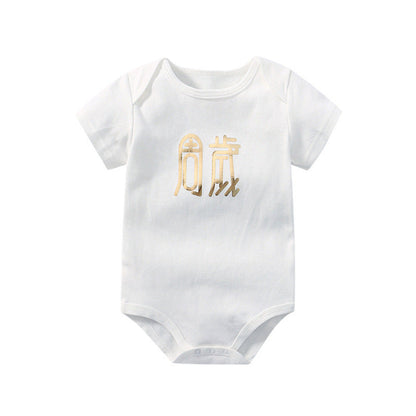 MyKids-USA® Baby Solid Color Printed Pattern Cute Triangle bodysuit