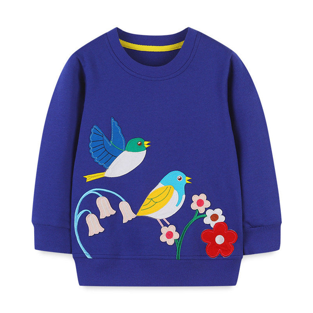MyKids-USA® Baby Girl Embroidered Pattern Long Sleeve O-Neck Cotton Hoodie