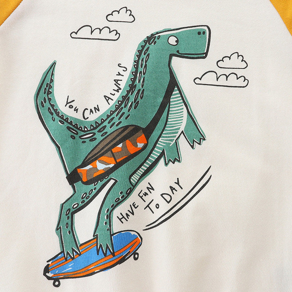 MyKids-USA® Baby Boy Cartoon Dinosaur Pattern Color Matching Design Cotton Hoodie
