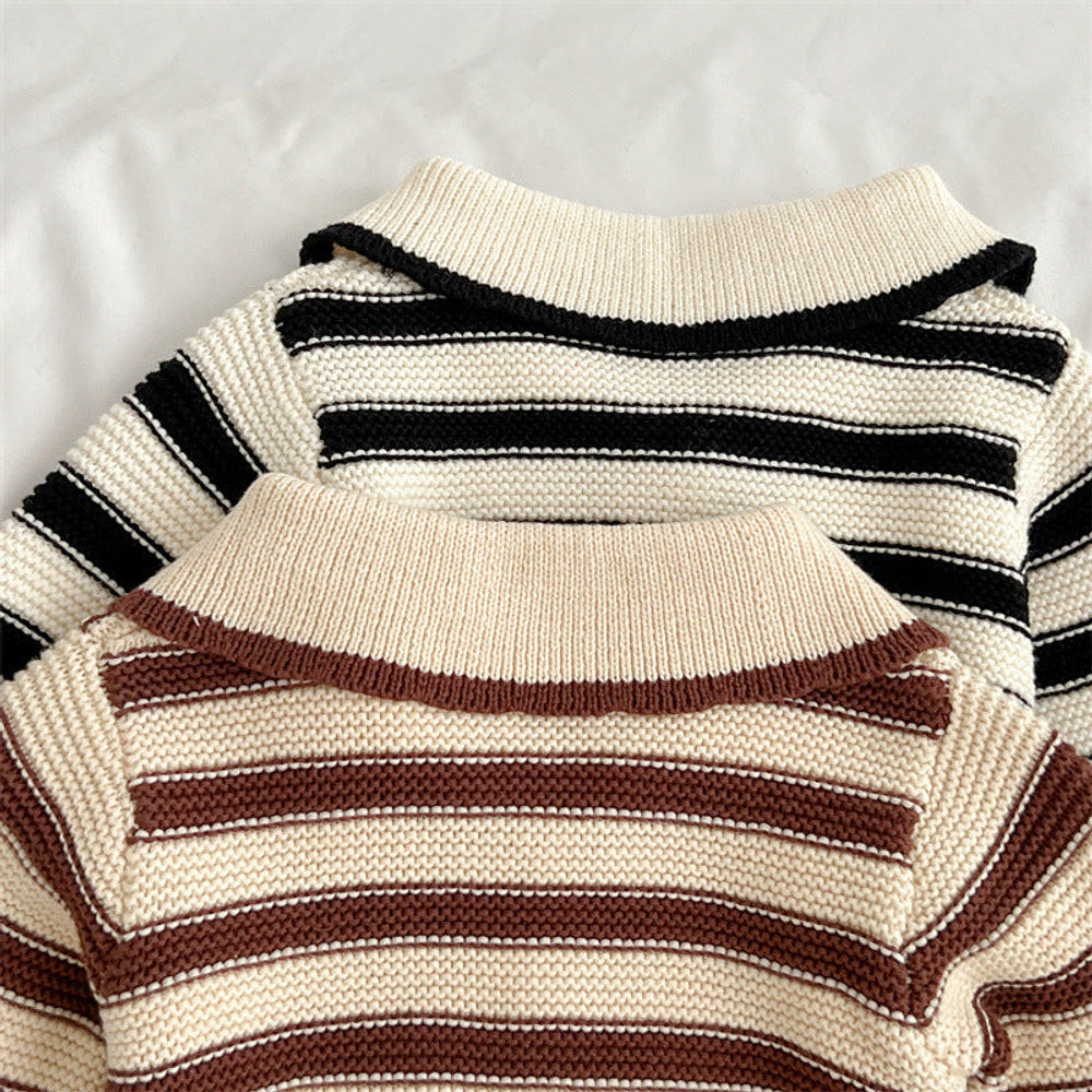 MyKids-USA® Baby Striped Pattern Lapel Knitted Cardigan or Pants