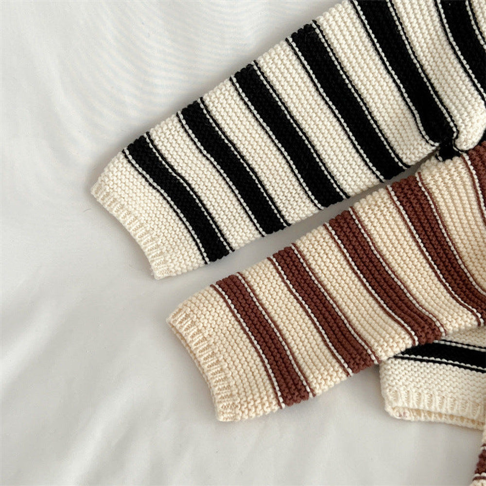 MyKids-USA® Baby Striped Pattern Lapel Knitted Cardigan or Pants