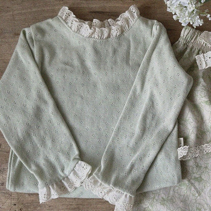 MyKids-USA® Baby Solid Color Mesh Patched Design Knitwear