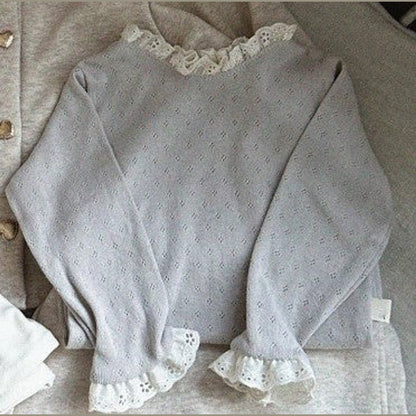MyKids-USA® Baby Solid Color Mesh Patched Design Knitwear