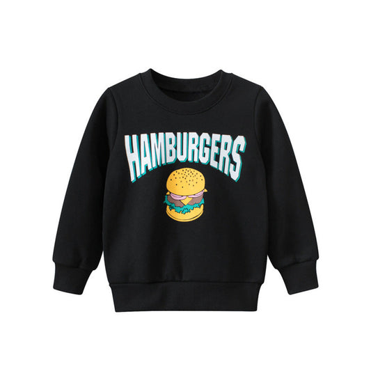 Baby Boy And Girl Hamburger Print Pattern Quality Sweatshirt