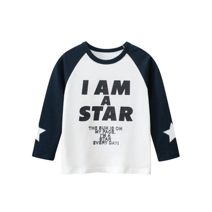 MyKids-USA® Baby Slogan Print Pattern Color Matching Design Long Sleeve Shirt