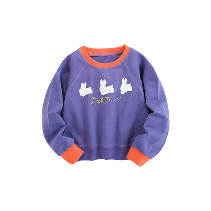 MyKids-USA® Baby Girl Rabbit Print Pattern Simple Colorblock Design Fashion Hoodie