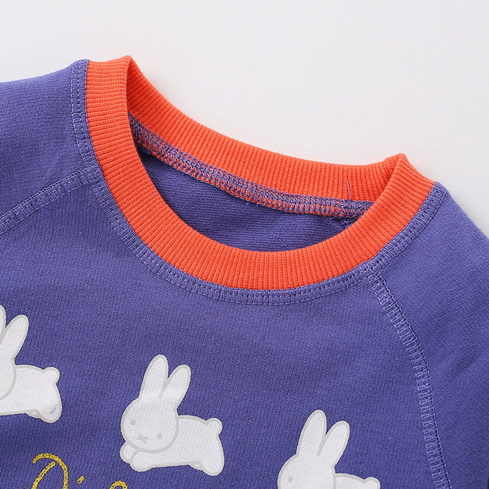 MyKids-USA® Baby Girl Rabbit Print Pattern Simple Colorblock Design Fashion Hoodie
