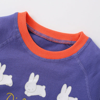 MyKids-USA® Baby Girl Rabbit Print Pattern Simple Colorblock Design Fashion Hoodie