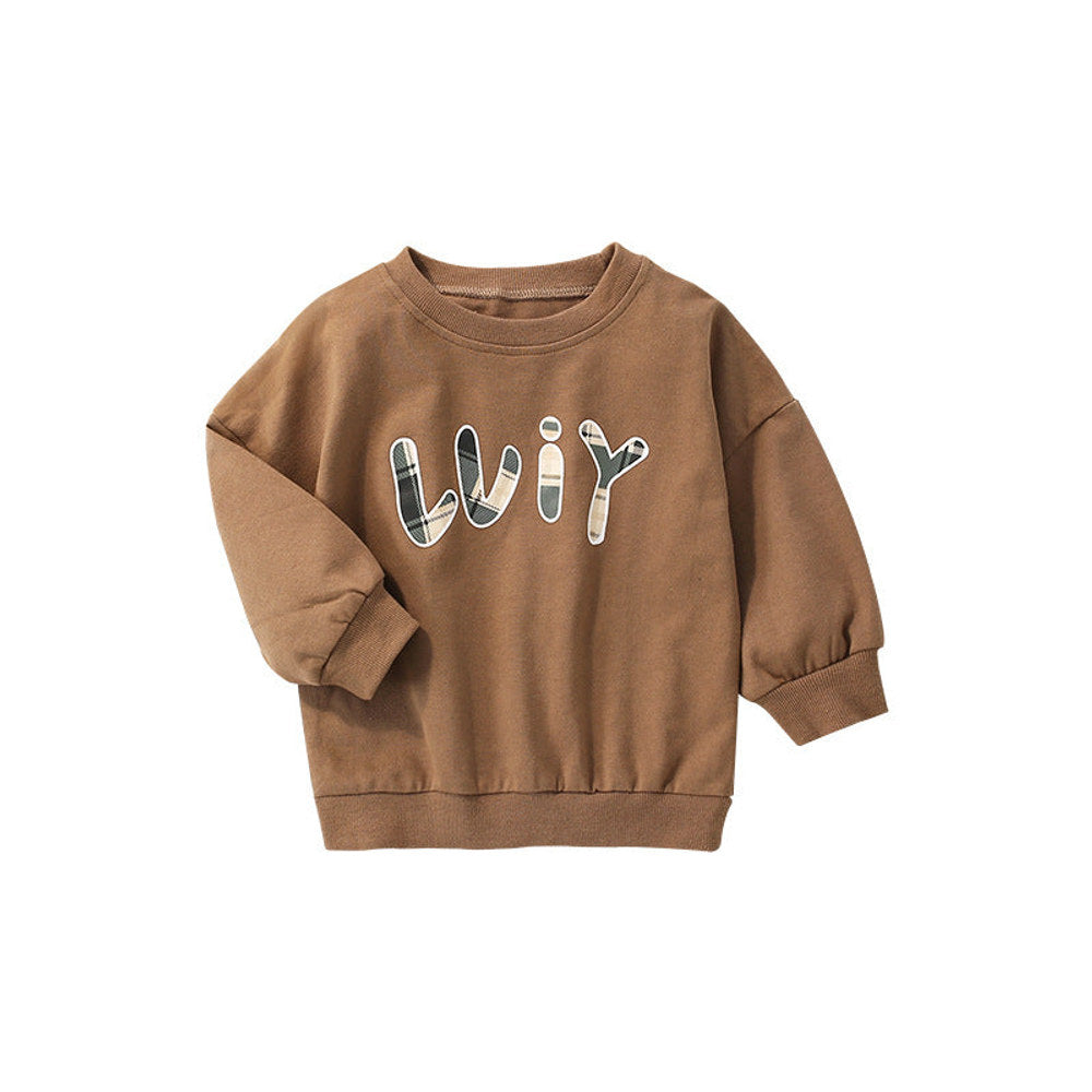 MyKids-USA® Baby Solid Color Slogan Print Design Dropped Shoulder Design Hoodie