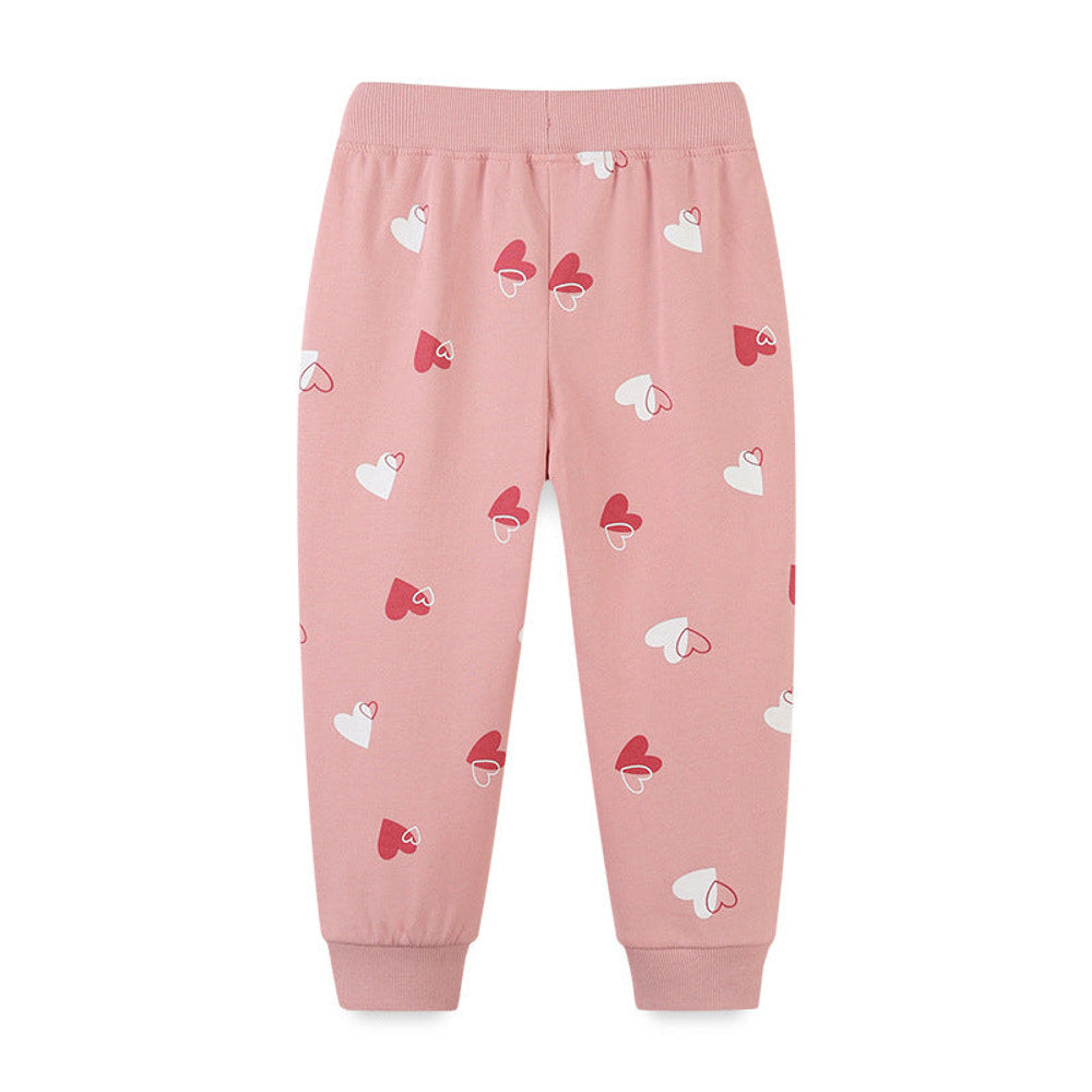 MyKids-USA® Baby Girl Heart Print Pattern Solid Color Cute Sport Trousers