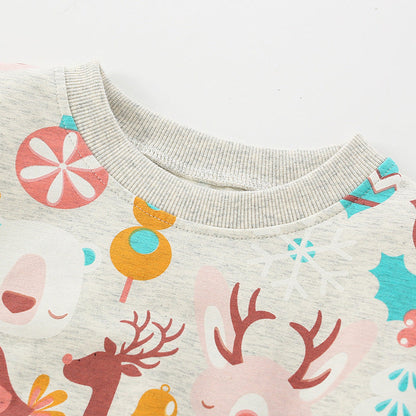 MyKids-USA® Baby Girl Deer Print Pattern O-Neck Fashion Hoodie