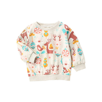 MyKids-USA® Baby Girl Deer Print Pattern O-Neck Fashion Hoodie