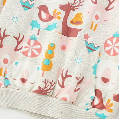 MyKids-USA® Baby Girl Deer Print Pattern O-Neck Fashion Hoodie