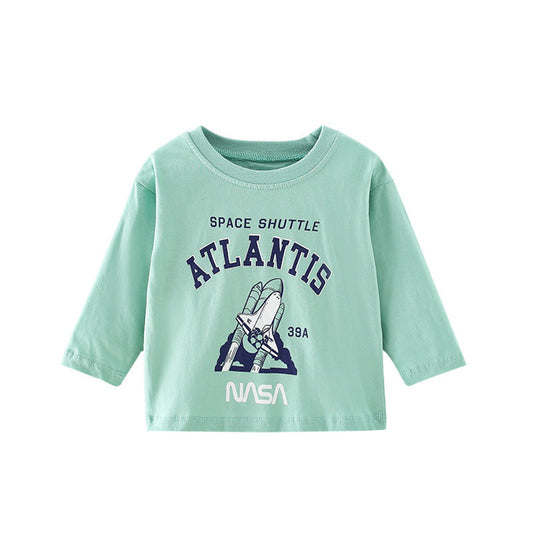 Baby Boy Cool Print Pattern Long Sleeve Soft Cotton Pullover Shirt