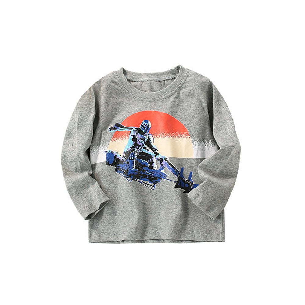 MyKids-USA® Baby Boy Print Pattern Long Sleeve Loose Shirt Top
