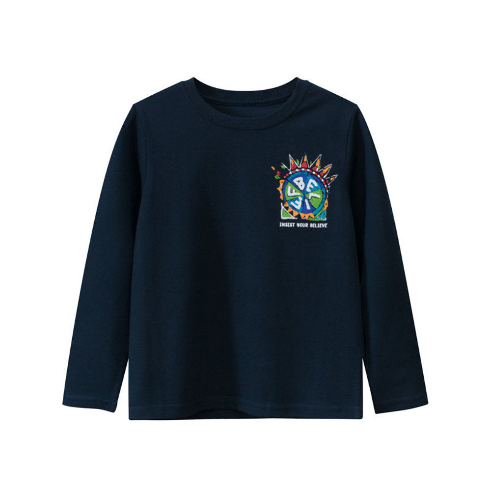 MyKids-USA® Children Colorful Print Pattern O-Neck Fashion Shirt